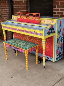 Painted piano with flower motif