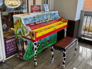 painted piano dog theme