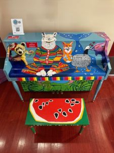 Piano painted in watermelon theme