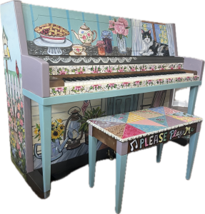 Painted piano small town theme