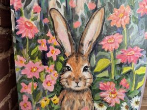 Small painted bunny on a piano